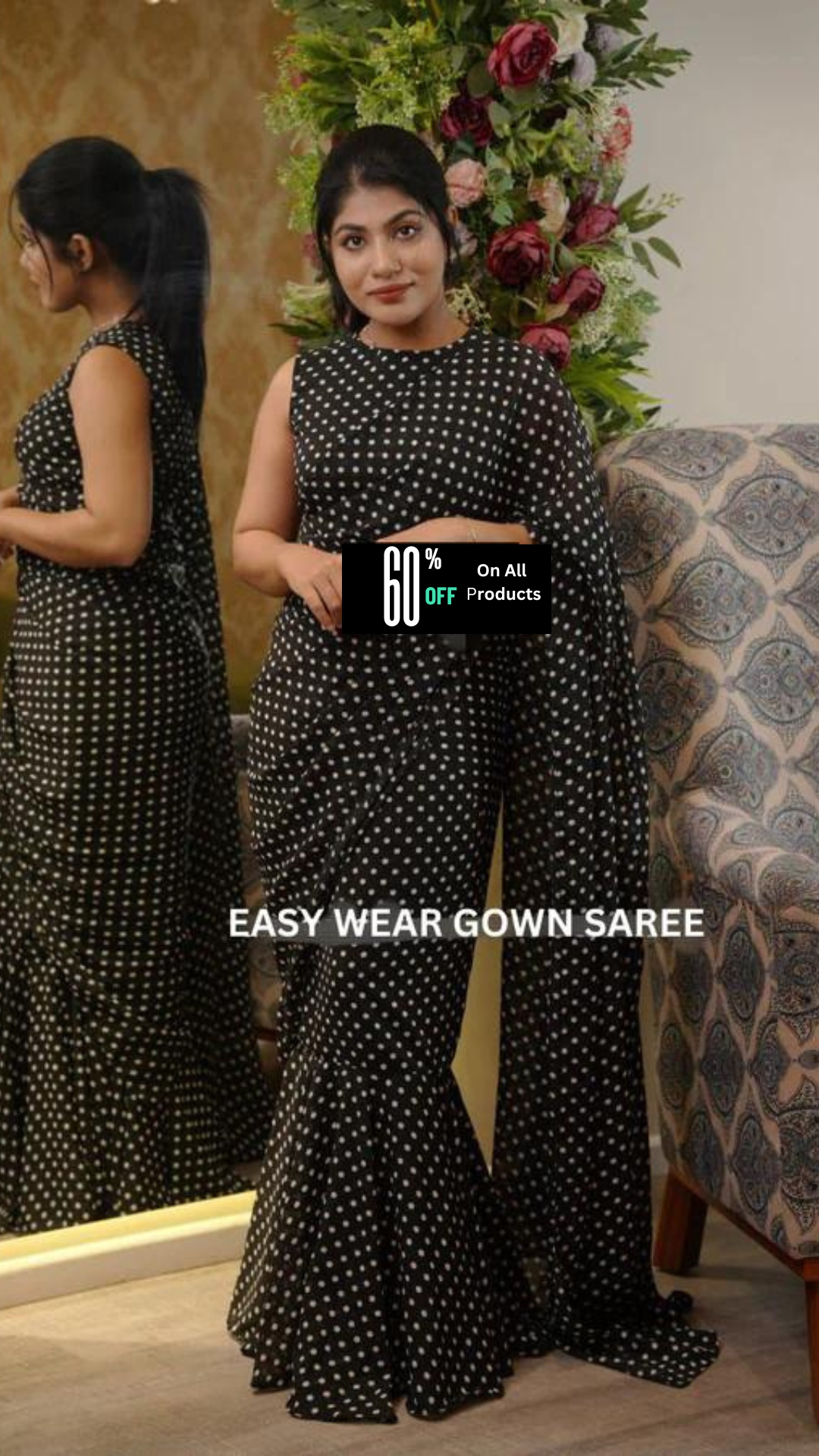 GOWN SAREE 1-MIN READY TO WEAR PREMIUM GEORGETTE