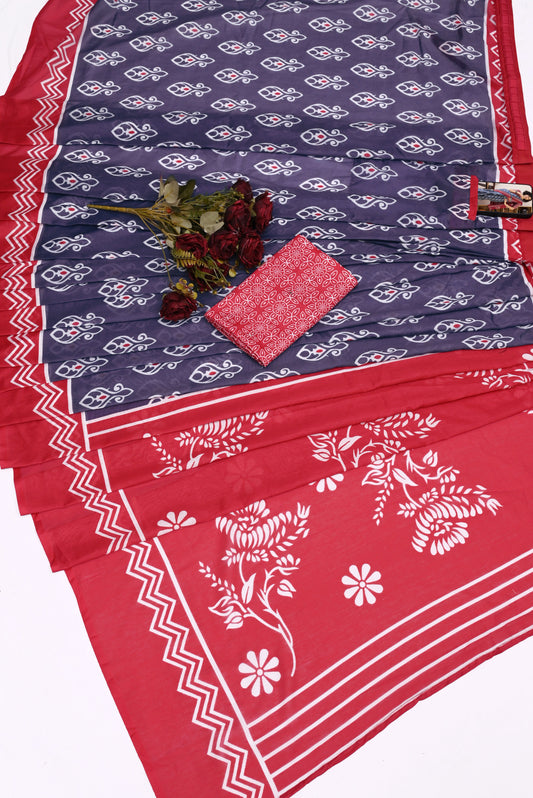 POCKET SAREE WITH READY TO WEAR PURE SOFT MUL MUL COTTON SILK SAREE