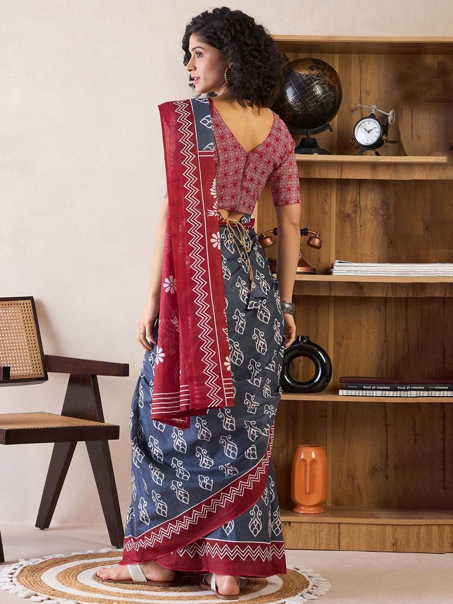 POCKET SAREE WITH READY TO WEAR PURE SOFT MUL MUL COTTON SILK SAREE