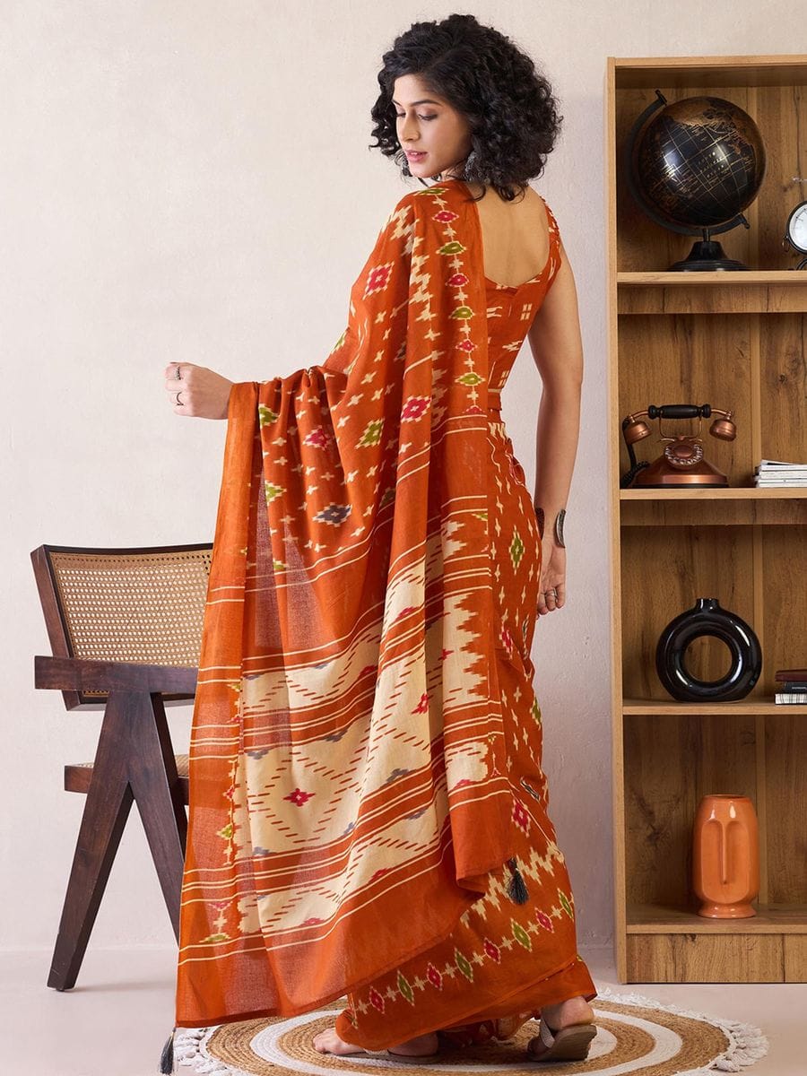 POCKET SAREE WITH READY TO WEAR PURE SOFT MUL MUL COTTON SILK SAREE