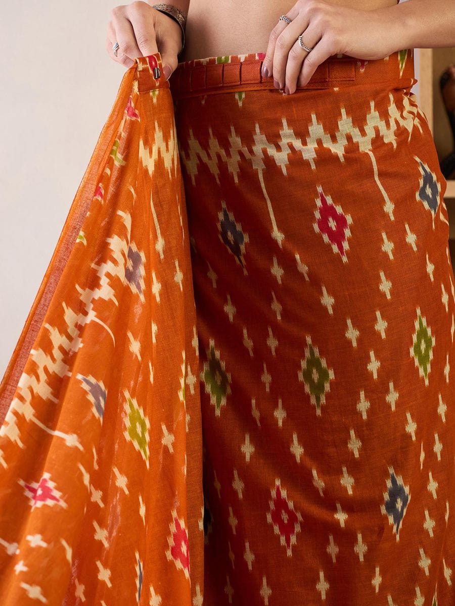 POCKET SAREE WITH READY TO WEAR PURE SOFT MUL MUL COTTON SILK SAREE