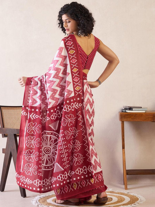 POCKET SAREE WITH READY TO WEAR PURE SOFT MUL MUL COTTON SILK SAREE