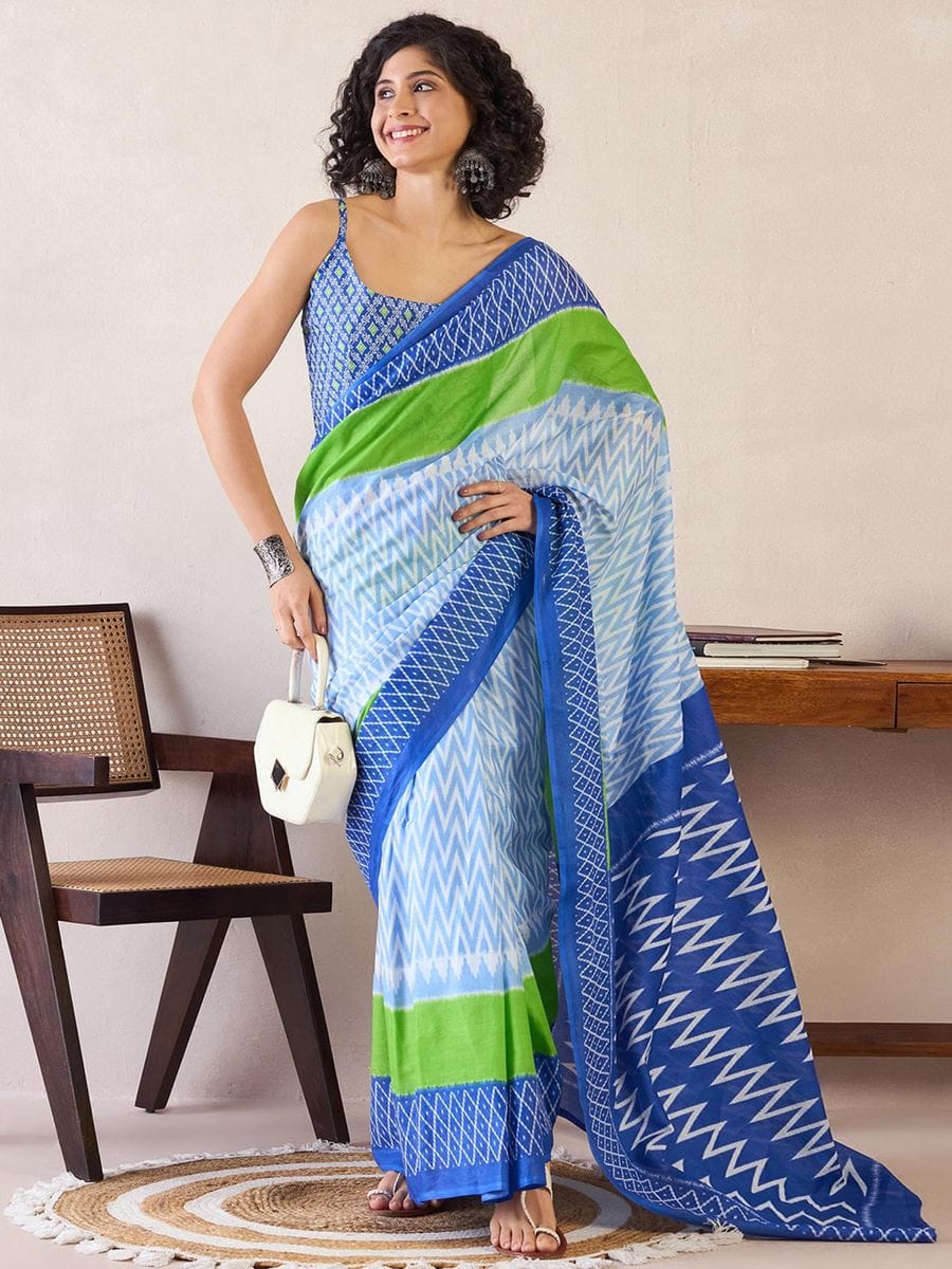 POCKET SAREE WITH READY TO WEAR PURE SOFT MUL MUL COTTON SILK SAREE
