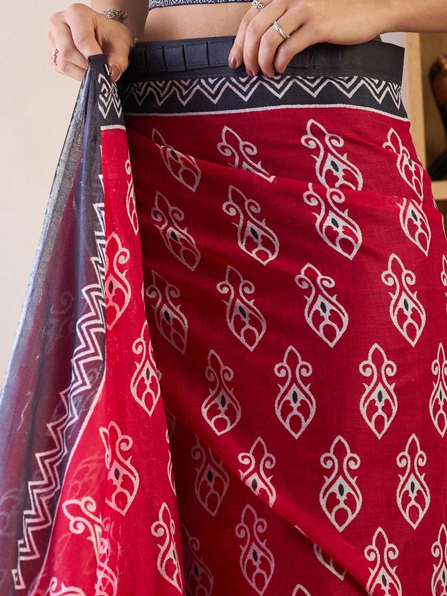POCKET SAREE WITH READY TO WEAR PURE SOFT MUL MUL COTTON SILK SAREE