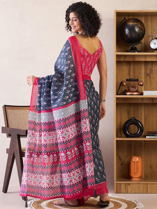 POCKET SAREE WITH READY TO WEAR PURE SOFT MUL MUL COTTON SILK SAREE