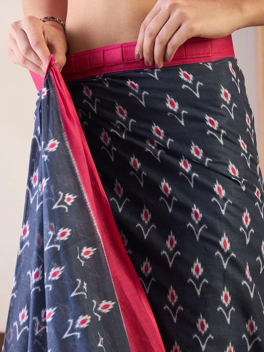 POCKET SAREE WITH READY TO WEAR PURE SOFT MUL MUL COTTON SILK SAREE