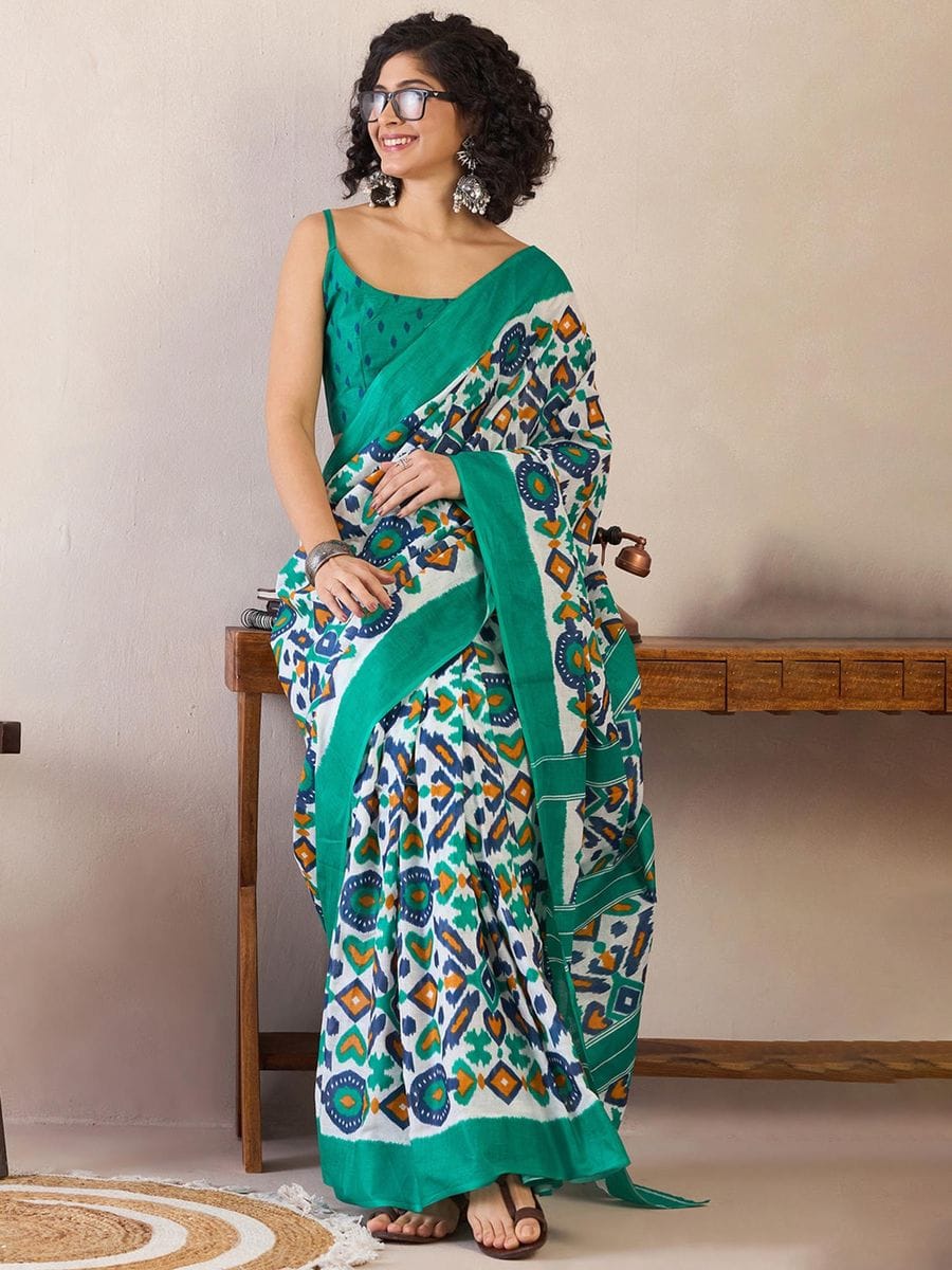 POCKET SAREE WITH READY TO WEAR PURE SOFT MUL MUL COTTON SILK SAREE