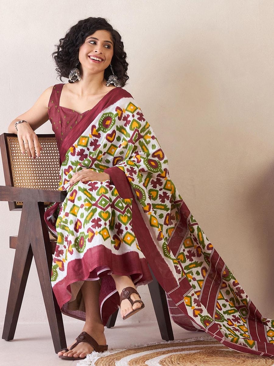 POCKET SAREE WITH READY TO WEAR PURE SOFT MUL MUL COTTON SILK SAREE