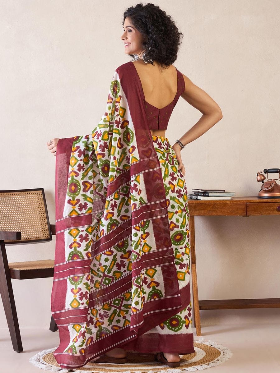 POCKET SAREE WITH READY TO WEAR PURE SOFT MUL MUL COTTON SILK SAREE