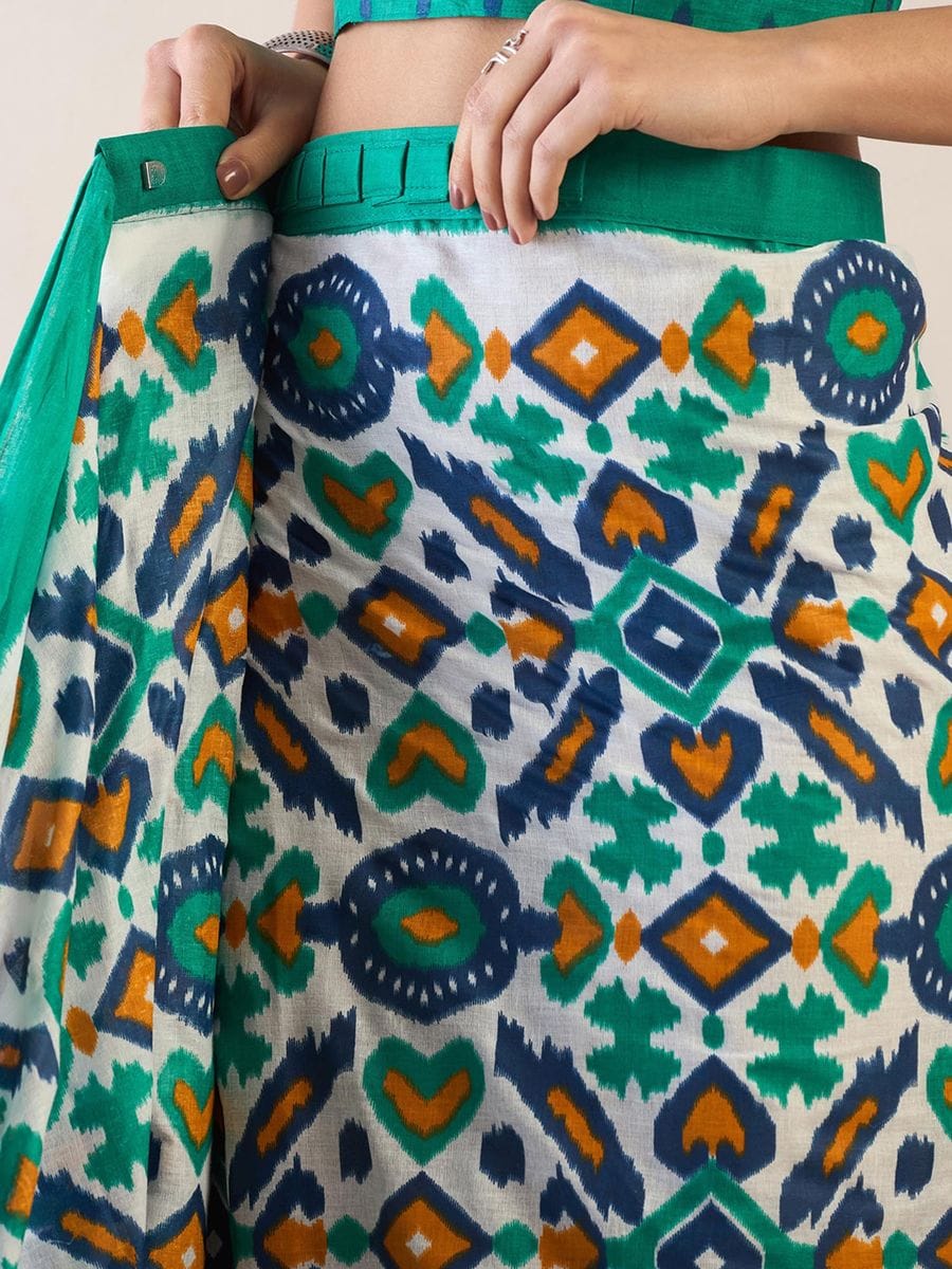 POCKET SAREE WITH READY TO WEAR PURE SOFT MUL MUL COTTON SILK SAREE