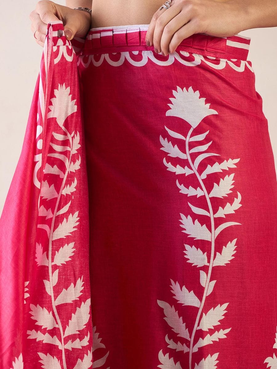 POCKET SAREE WITH READY TO WEAR PURE SOFT MUL MUL COTTON SILK SAREE