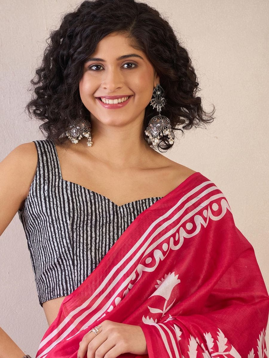 POCKET SAREE WITH READY TO WEAR PURE SOFT MUL MUL COTTON SILK SAREE