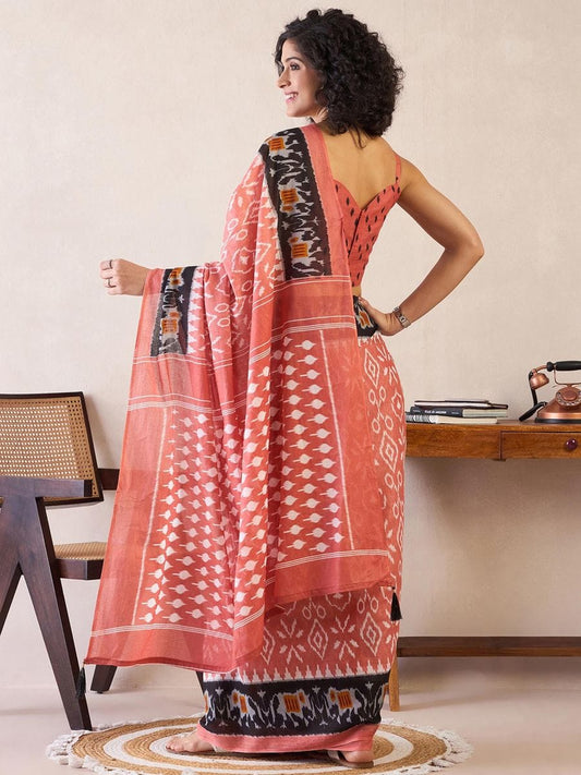 POCKET SAREE WITH READY TO WEAR PURE SOFT MUL MUL COTTON SILK SAREE