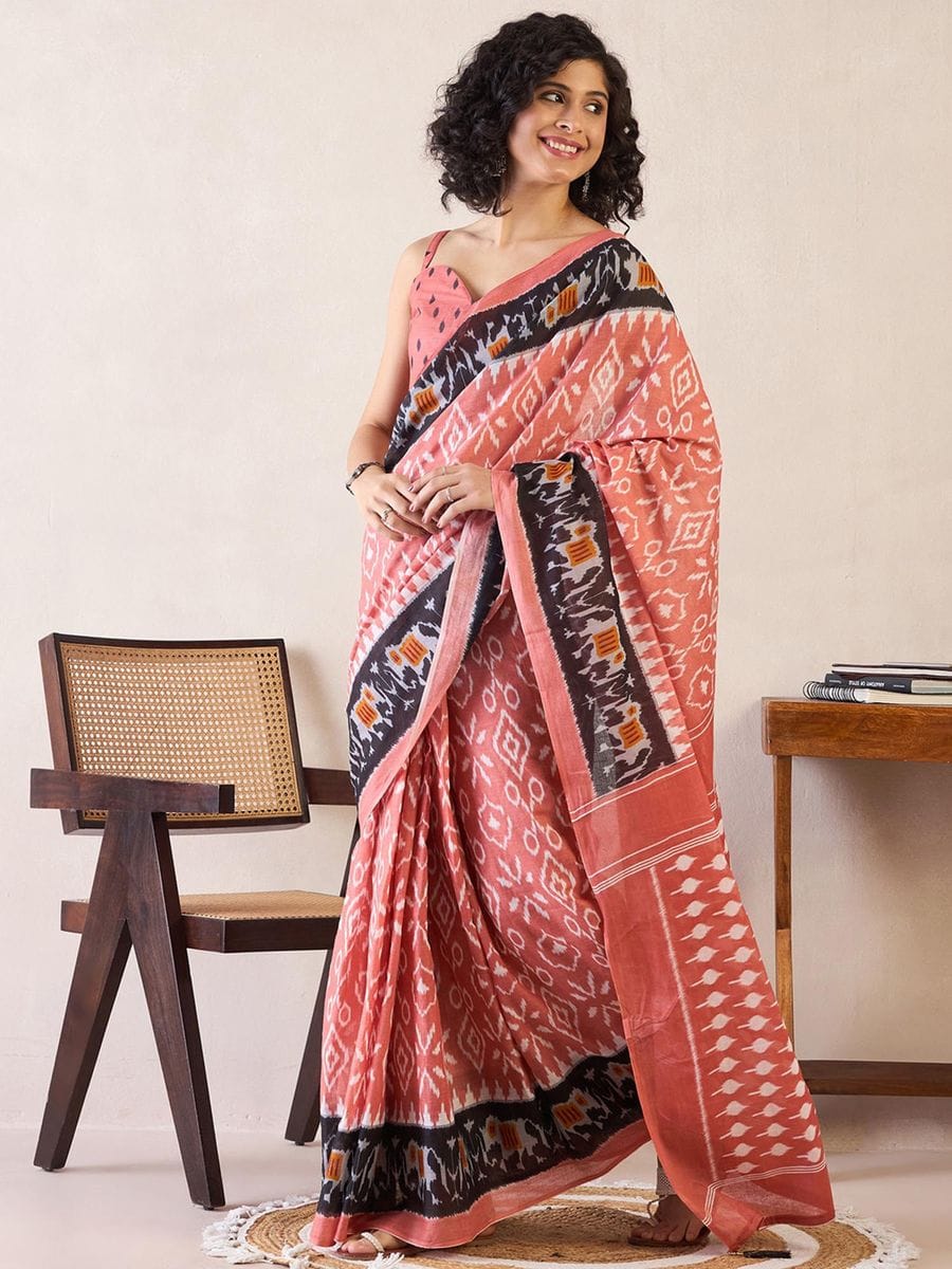 POCKET SAREE WITH READY TO WEAR PURE SOFT MUL MUL COTTON SILK SAREE