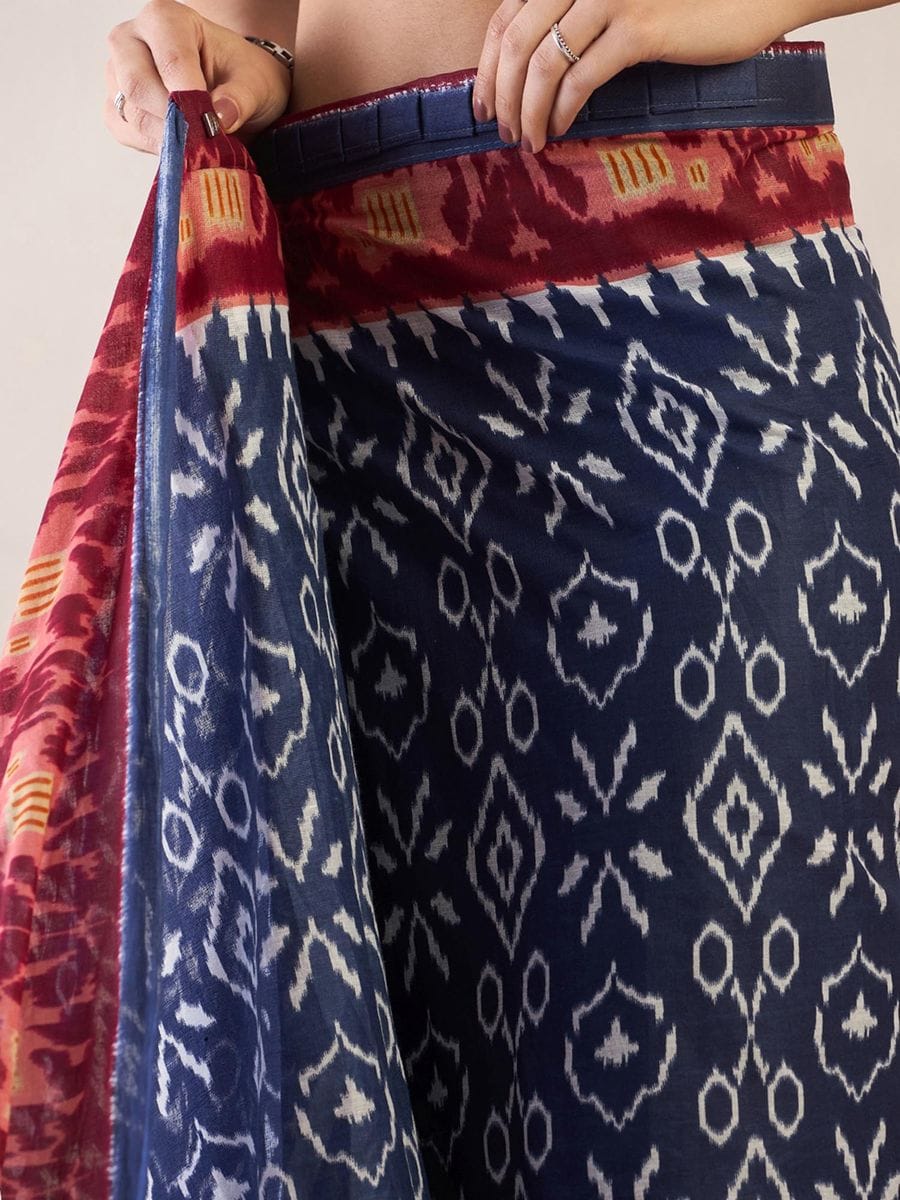 POCKET SAREE WITH READY TO WEAR PURE SOFT MUL MUL COTTON SILK SAREE