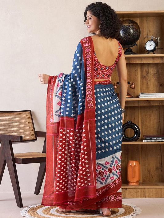 POCKET SAREE WITH READY TO WEAR PURE SOFT MUL MUL COTTON SILK SAREE