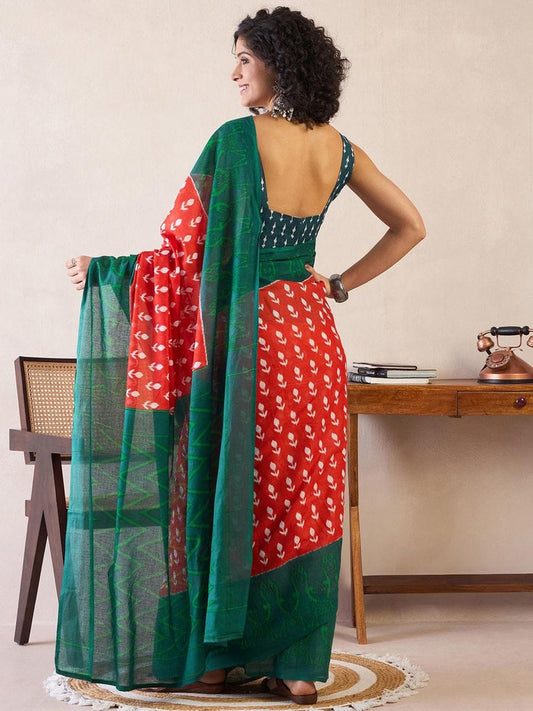 POCKET SAREE WITH READY TO WEAR PURE SOFT MUL MUL COTTON SILK SAREE