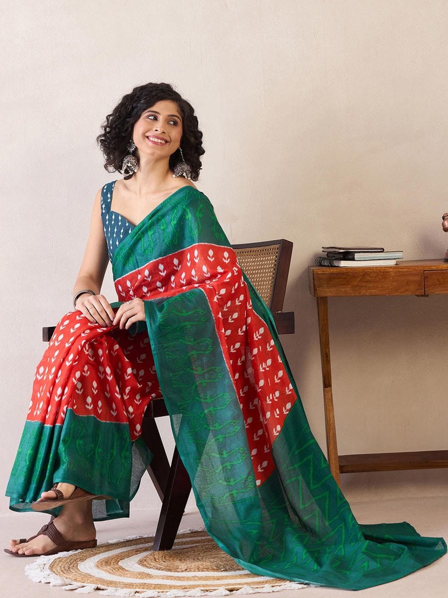 POCKET SAREE WITH READY TO WEAR PURE SOFT MUL MUL COTTON SILK SAREE
