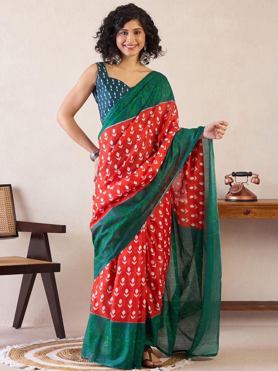 POCKET SAREE WITH READY TO WEAR PURE SOFT MUL MUL COTTON SILK SAREE