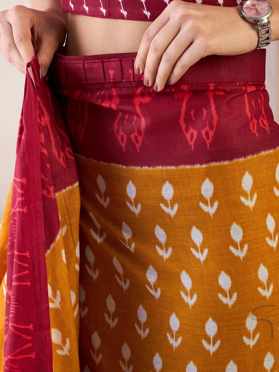 POCKET SAREE WITH READY TO WEAR PURE SOFT MUL MUL COTTON SILK SAREE