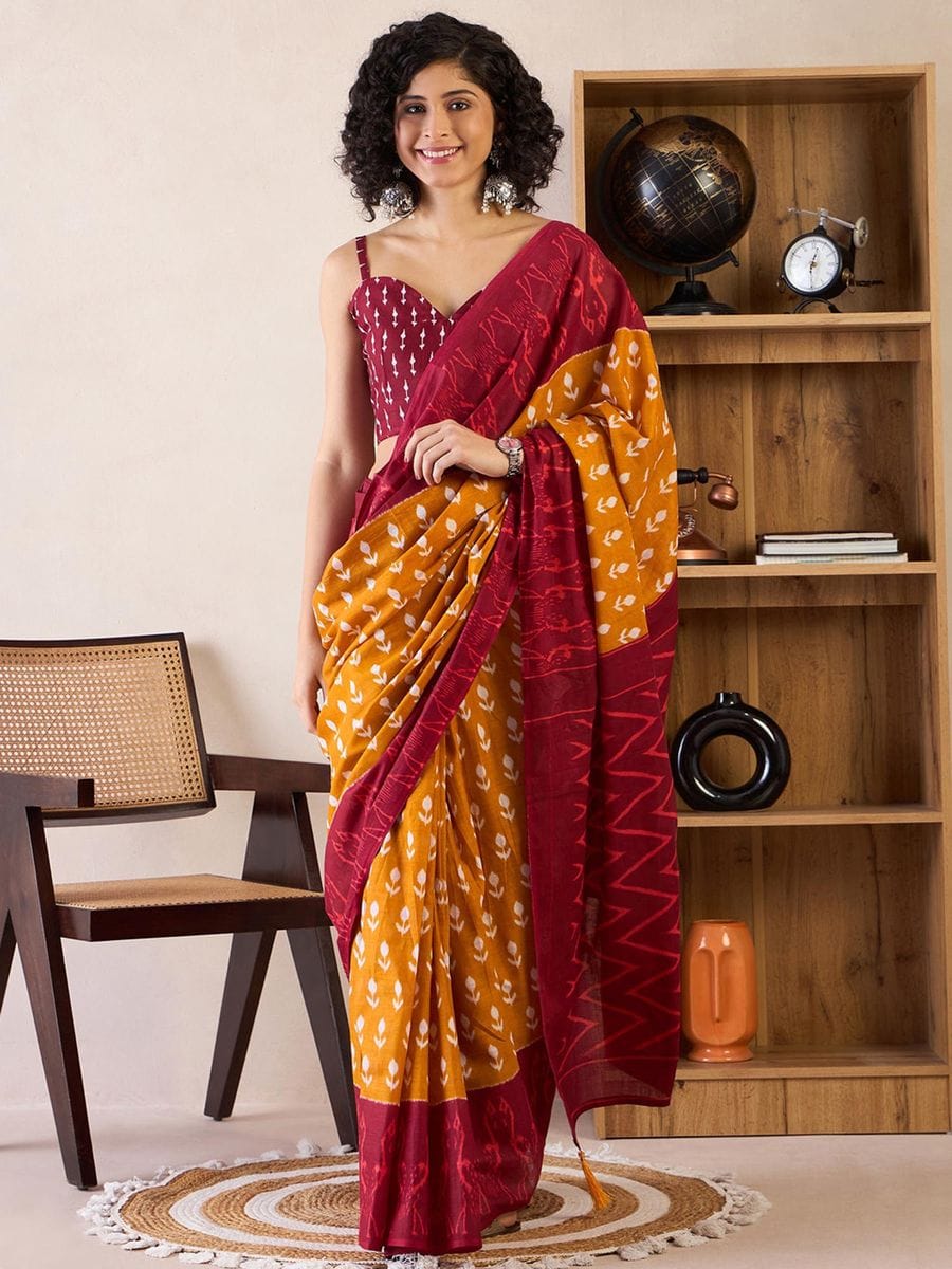 POCKET SAREE WITH READY TO WEAR PURE SOFT MUL MUL COTTON SILK SAREE