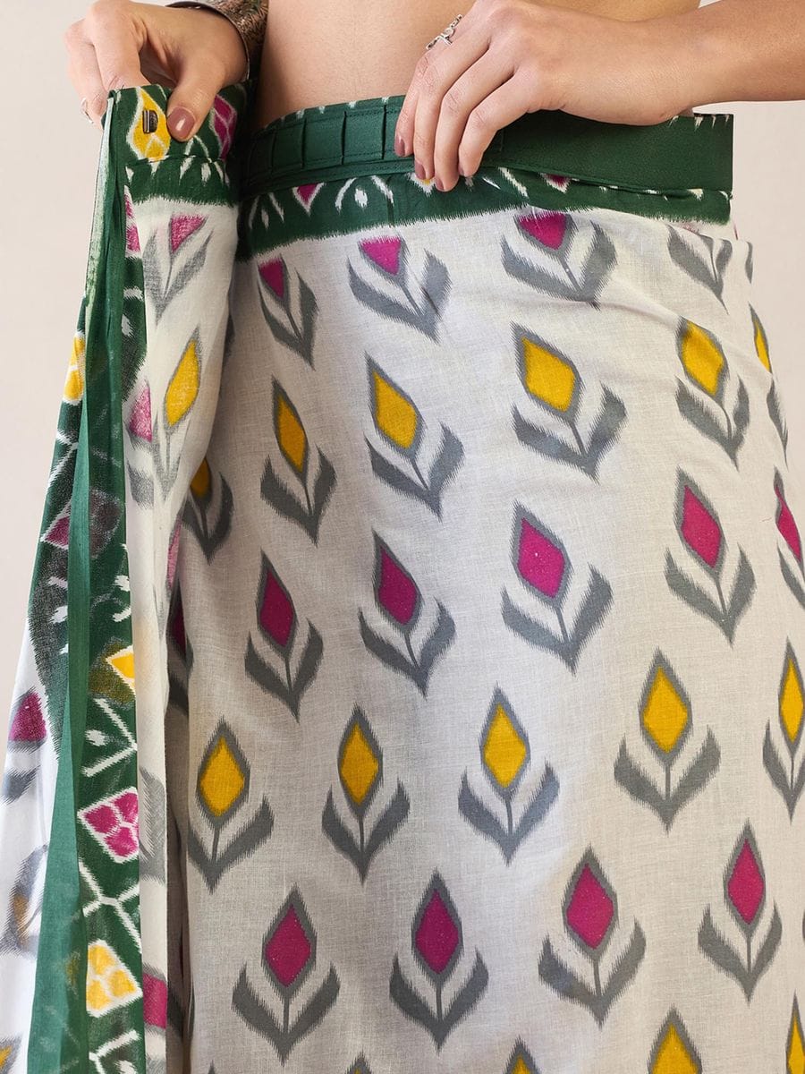 POCKET SAREE WITH READY TO WEAR PURE SOFT MUL MUL COTTON SILK SAREE