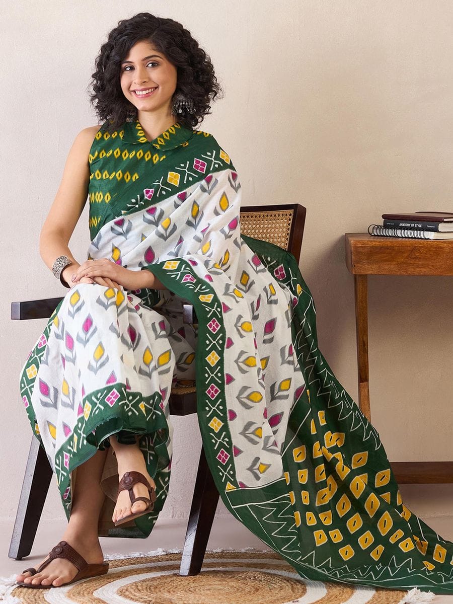 POCKET SAREE WITH READY TO WEAR PURE SOFT MUL MUL COTTON SILK SAREE