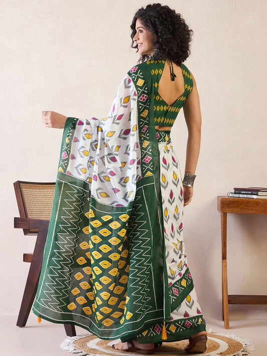 POCKET SAREE WITH READY TO WEAR PURE SOFT MUL MUL COTTON SILK SAREE