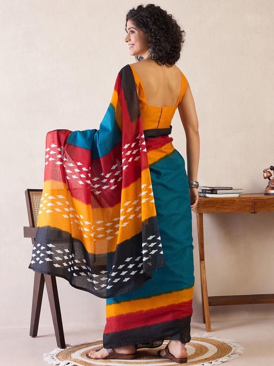 POCKET SAREE WITH READY TO WEAR PURE SOFT MUL MUL COTTON SILK SAREE