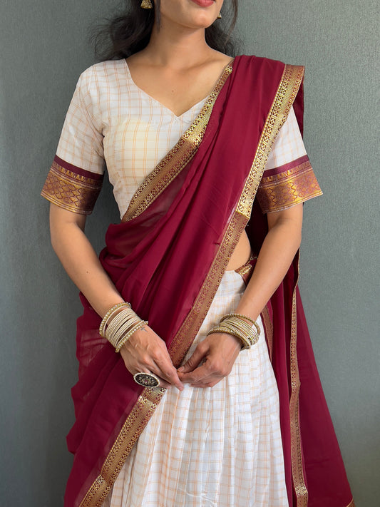 HALF SAREE -SOUTH INDIAN KACHI STYLE COTTON SILK
