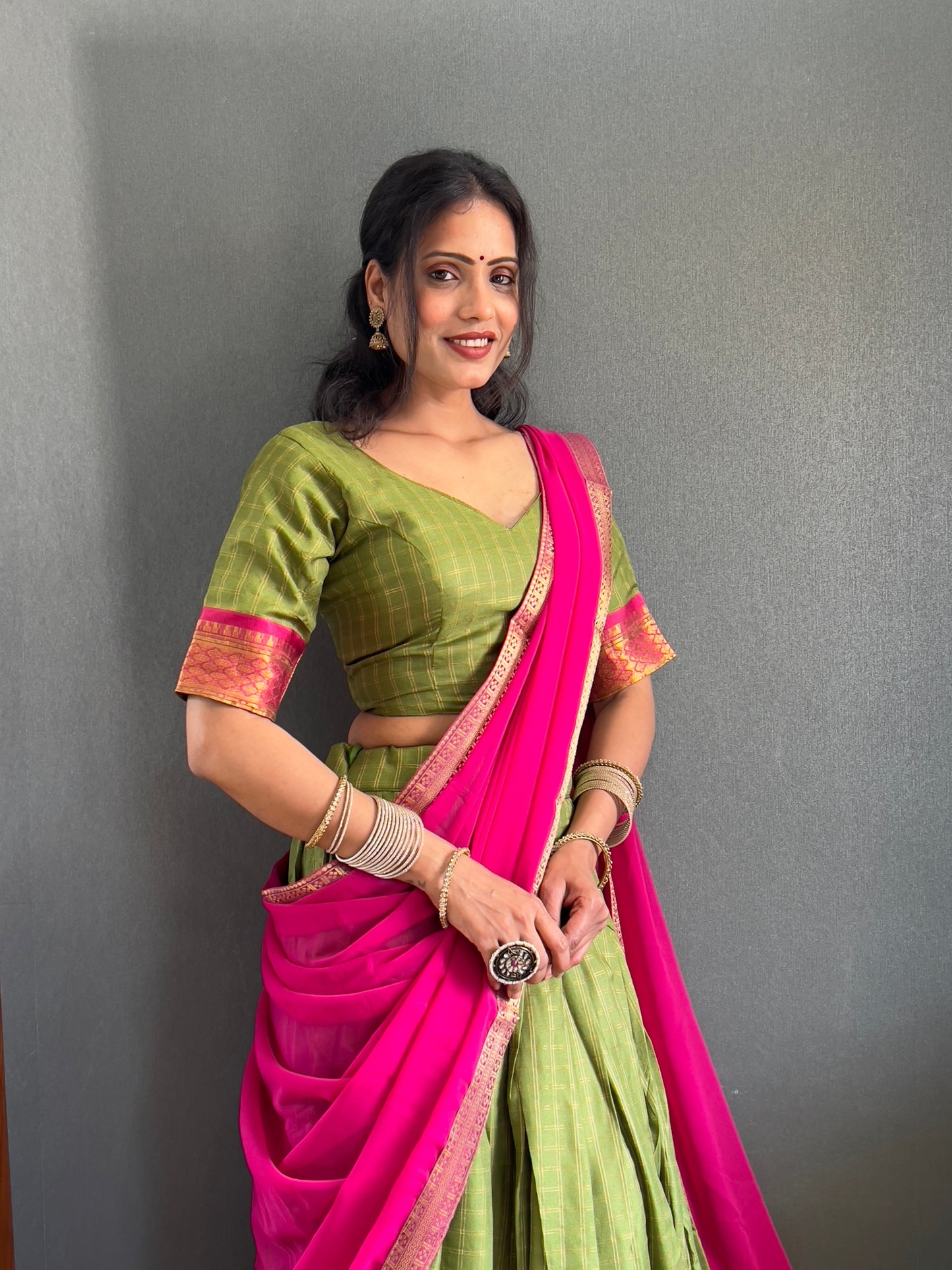 HALF SAREE -SOUTH INDIAN KACHI STYLE COTTON SILK