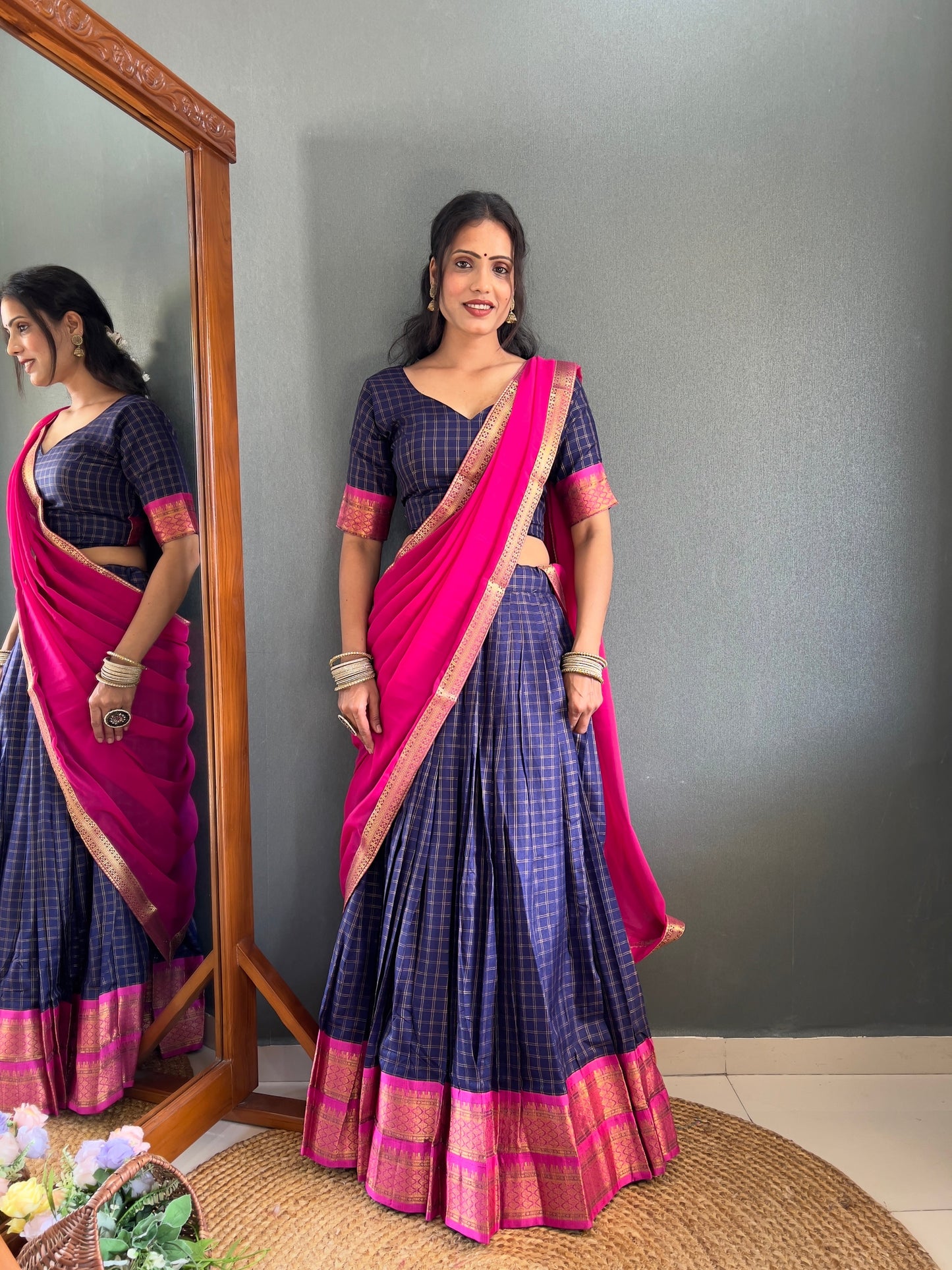 HALF SAREE -SOUTH INDIAN KACHI STYLE COTTON SILK