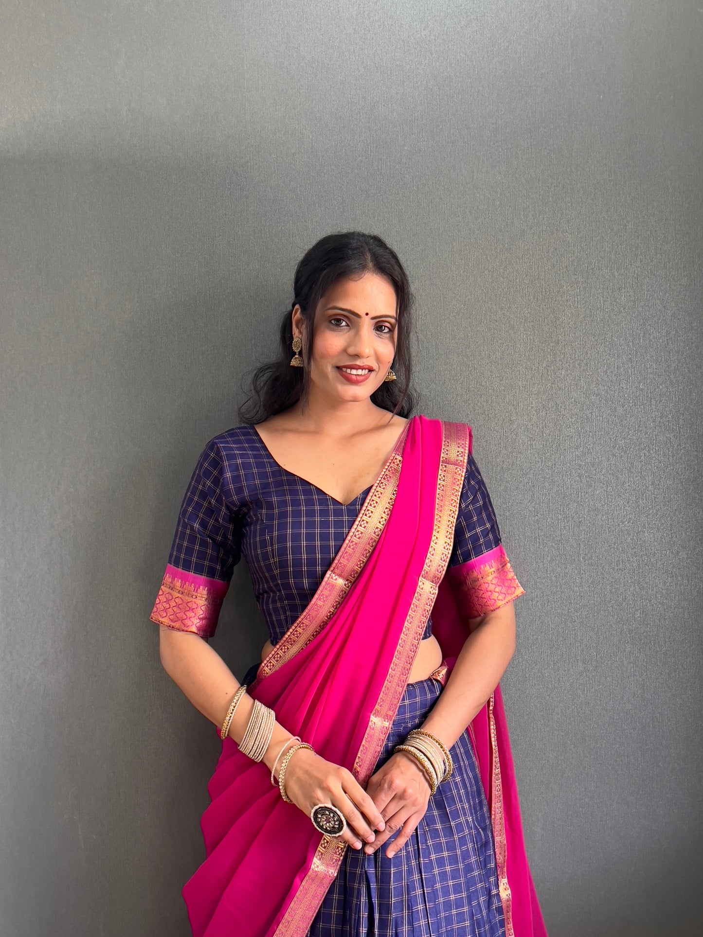 HALF SAREE -SOUTH INDIAN KACHI STYLE COTTON SILK