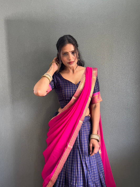 HALF SAREE -SOUTH INDIAN KACHI STYLE COTTON SILK