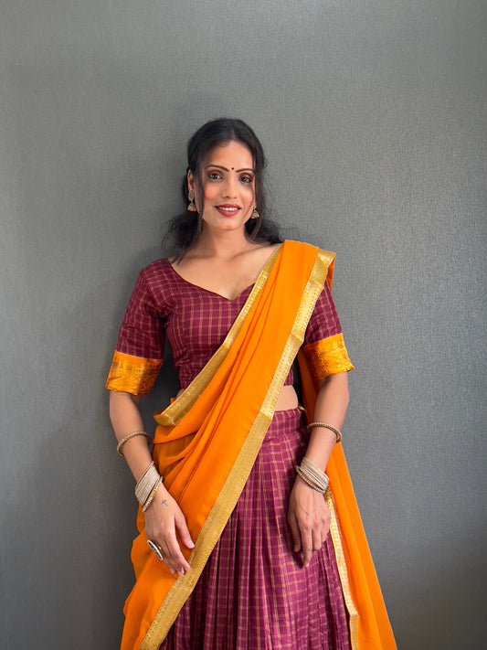 HALF SAREE -SOUTH INDIAN KACHI STYLE COTTON SILK