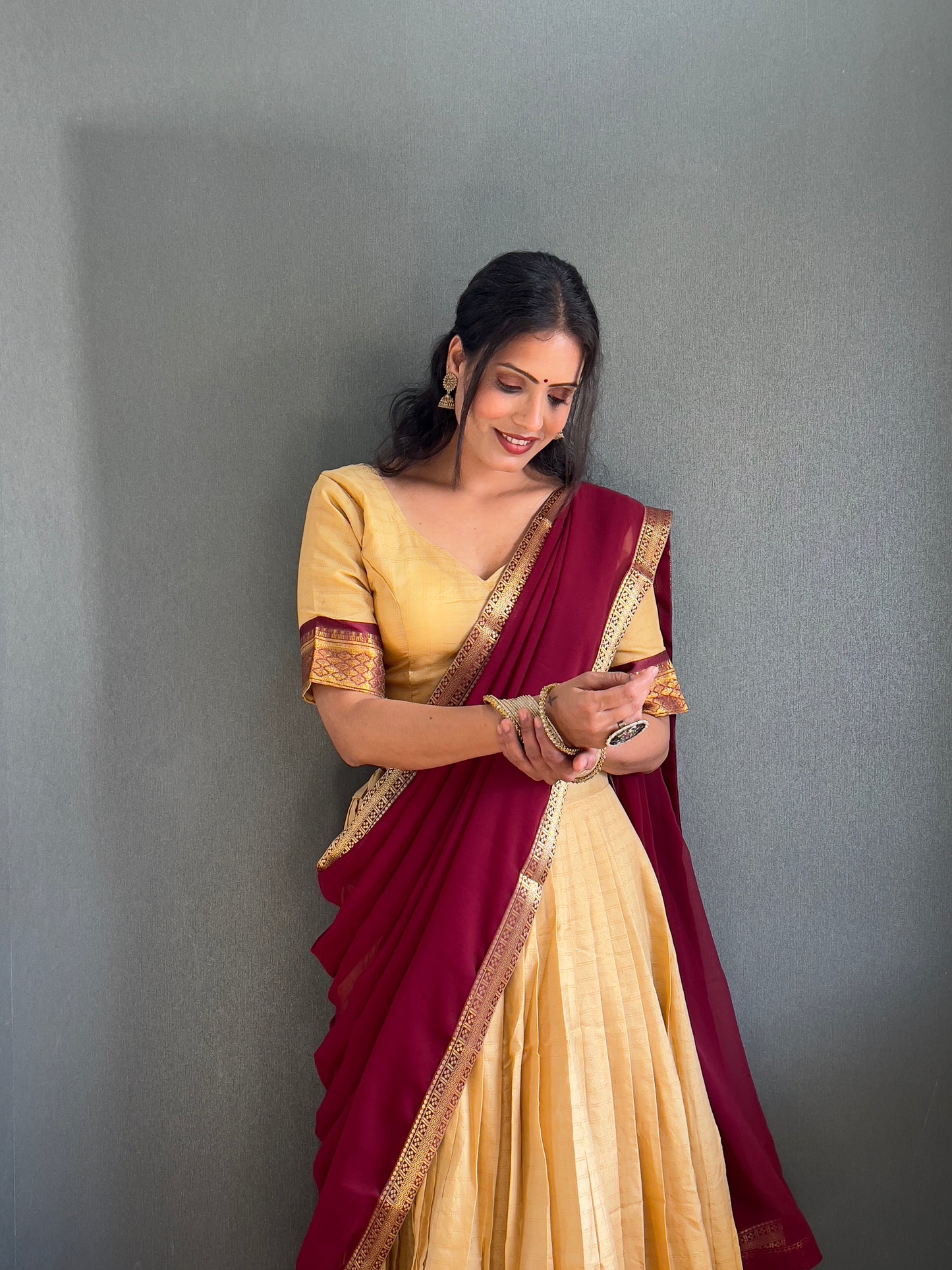 HALF SAREE -SOUTH INDIAN KACHI STYLE COTTON SILK