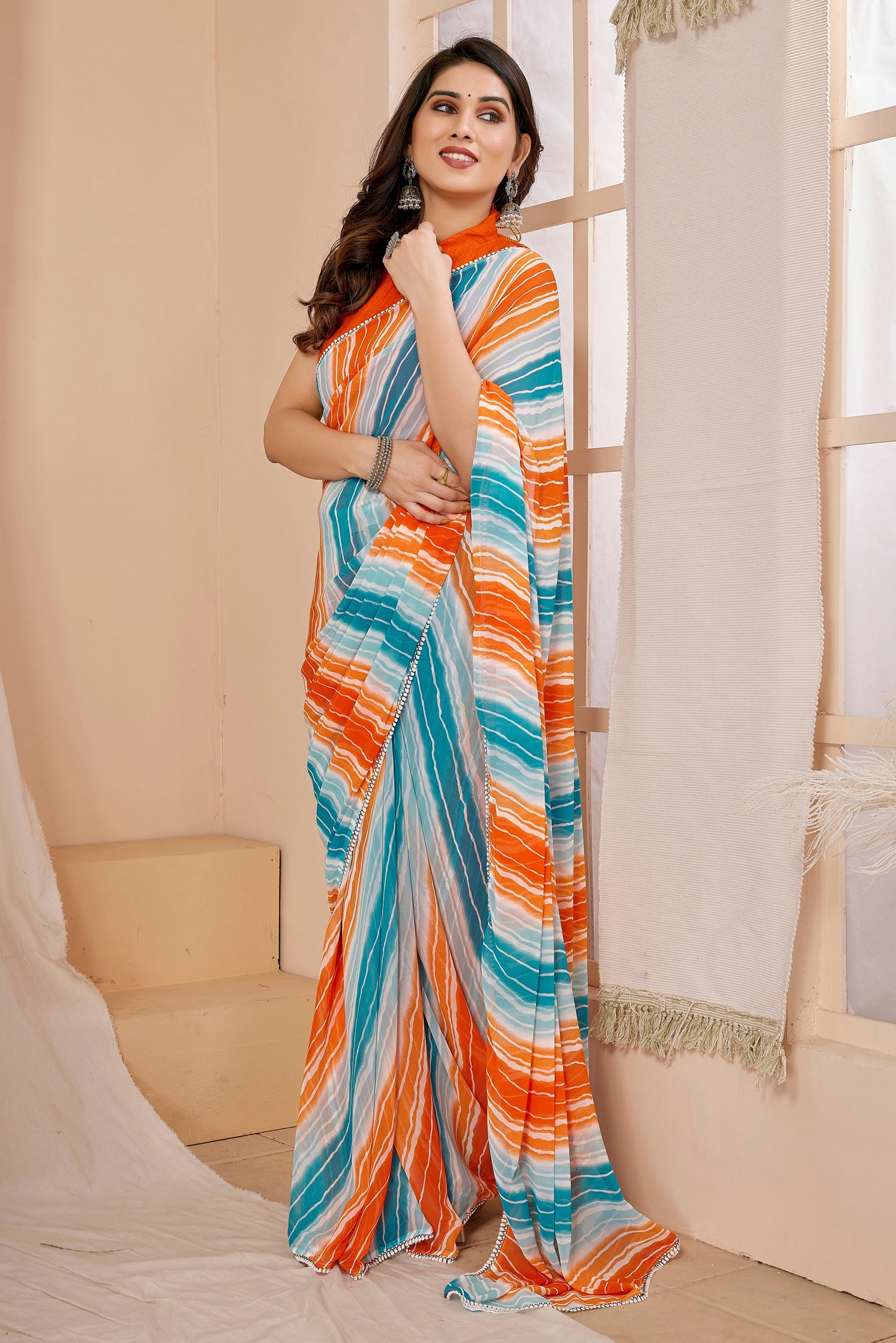 1-MIN READY TO WEAR SAREE IN HEAVY GEORGETTE WITH BANGLORI BLOUSE