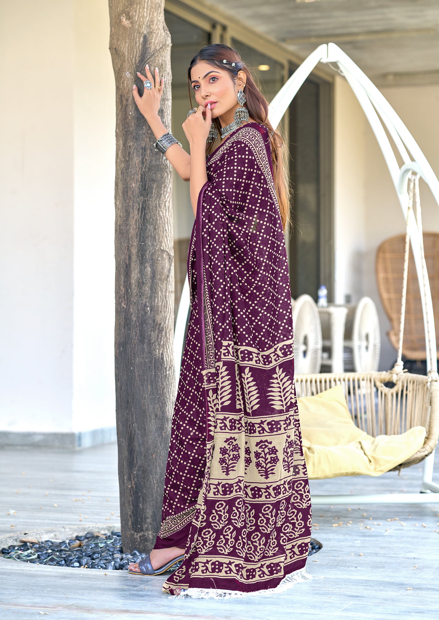 PURE COTTON FANCY BAGRU BLOCK PRINT SAREE