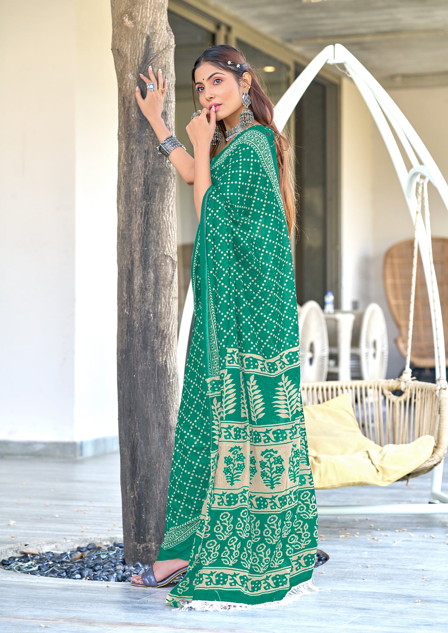 PURE COTTON FANCY BAGRU BLOCK PRINT SAREE