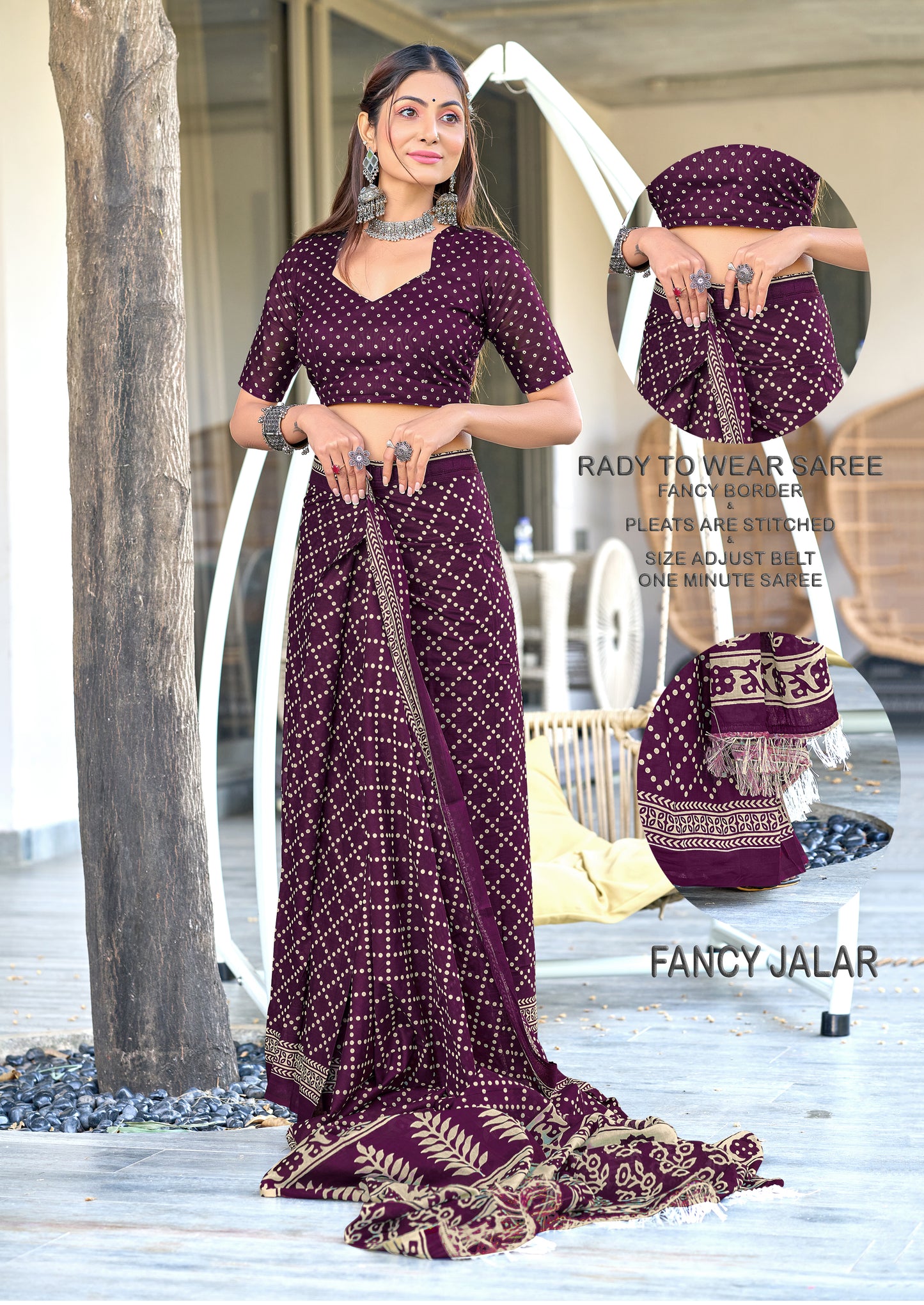 PURE COTTON FANCY BAGRU BLOCK PRINT SAREE