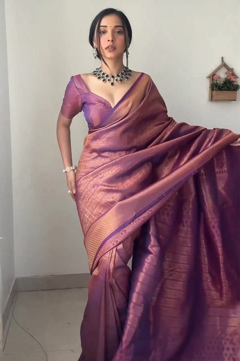 1 MIN READY TO WEAR SAREE IN KANJIVARAM SILK SAREE WITH BLOUSE