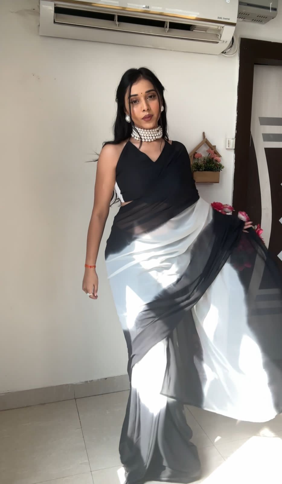 1 MIN READY TO WEAR SAREE IN IMPORTED GEORGETTE WITH HEAVY BLOUSE