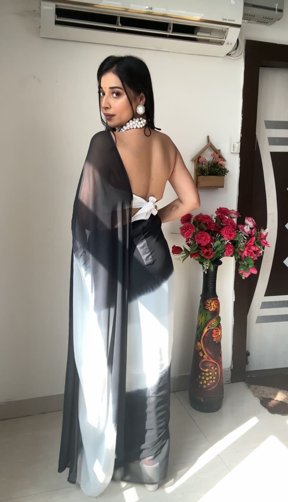 1 MIN READY TO WEAR SAREE IN IMPORTED GEORGETTE WITH HEAVY BLOUSE
