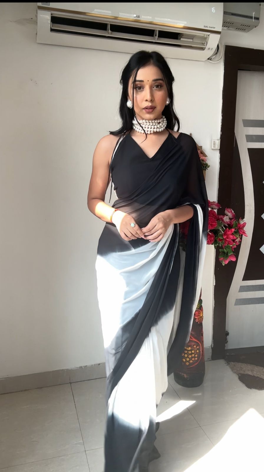 1 MIN READY TO WEAR SAREE IN IMPORTED GEORGETTE WITH HEAVY BLOUSE