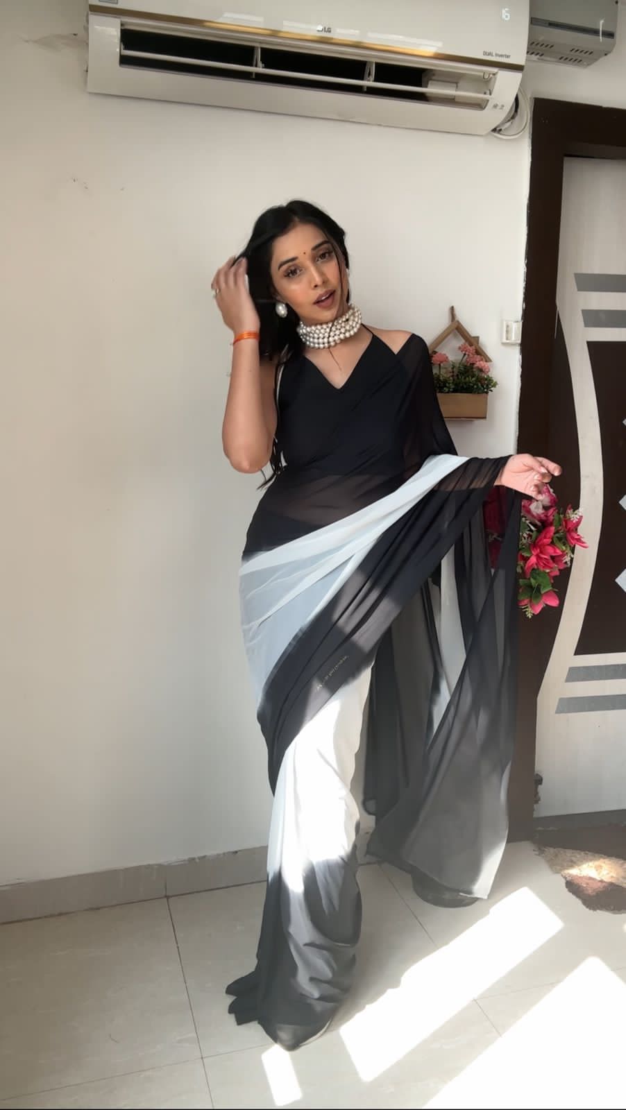 1 MIN READY TO WEAR SAREE IN IMPORTED GEORGETTE WITH HEAVY BLOUSE