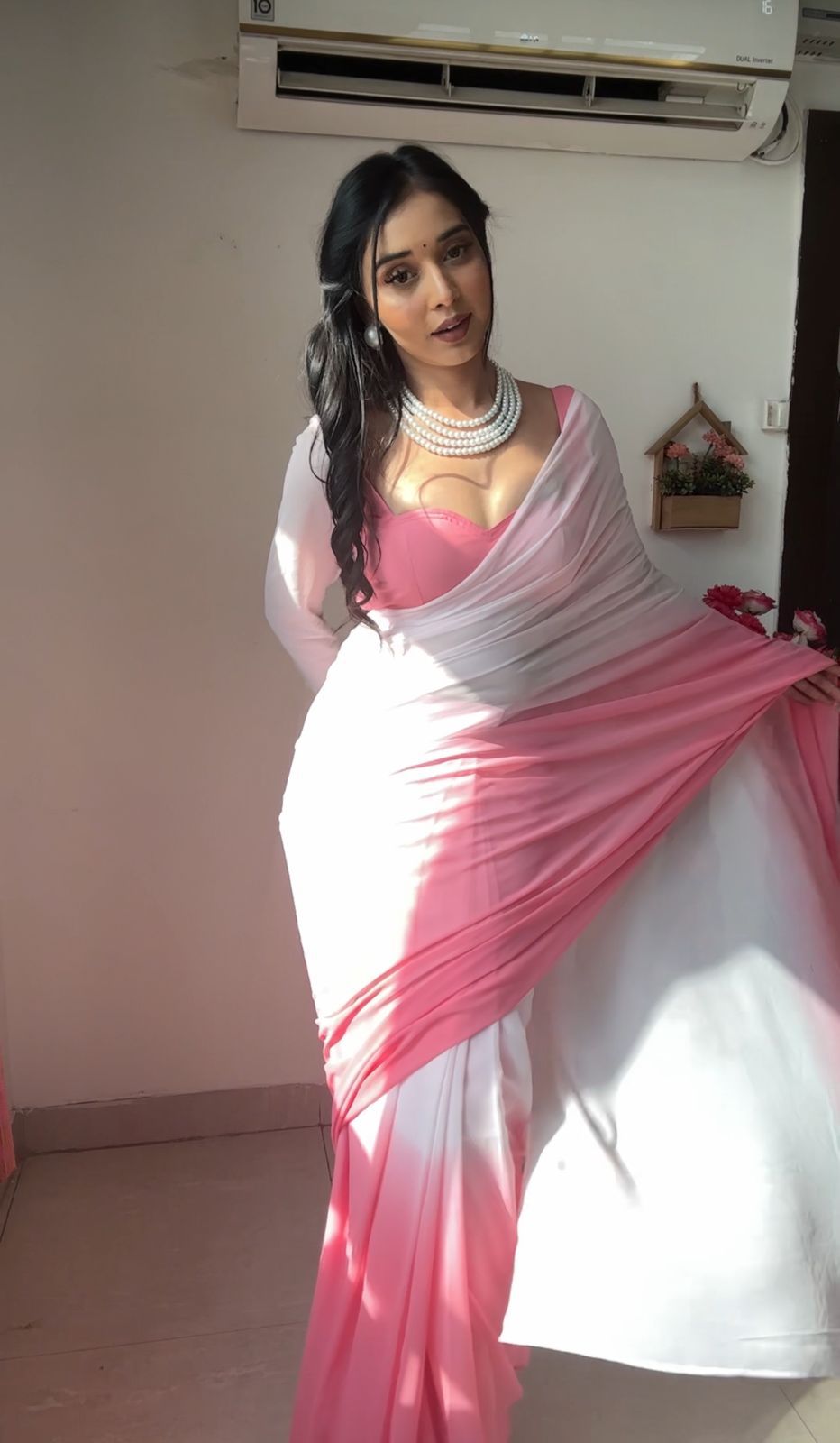 1 MIN READY TO WEAR SAREE IN IMPORTED GEORGETTE WITH HEAVY BLOUSE