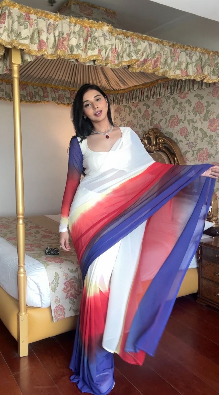 1 MIN READY TO WEAR SAREE IN IMPORTED GEORGETTE WITH HEAVY BLOUSE