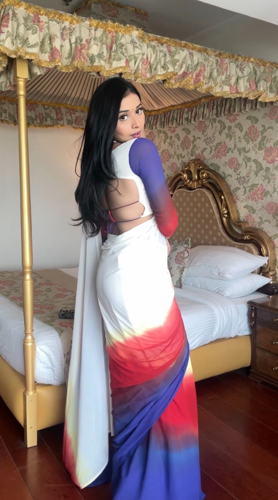 1 MIN READY TO WEAR SAREE IN IMPORTED GEORGETTE WITH HEAVY BLOUSE