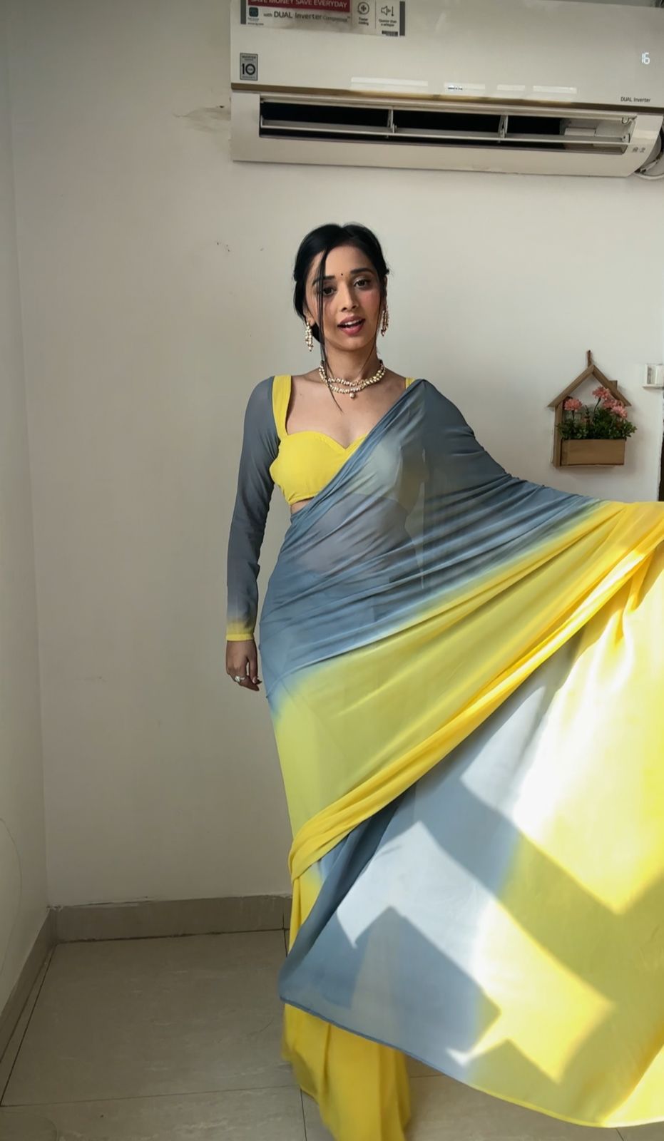 1 MIN READY TO WEAR SAREE IN IMPORTED GEORGETTE WITH HEAVY BLOUSE