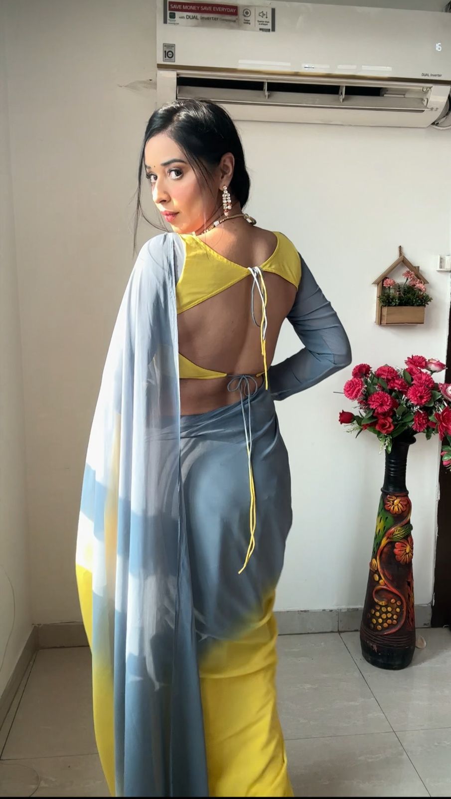 1 MIN READY TO WEAR SAREE IN IMPORTED GEORGETTE WITH HEAVY BLOUSE